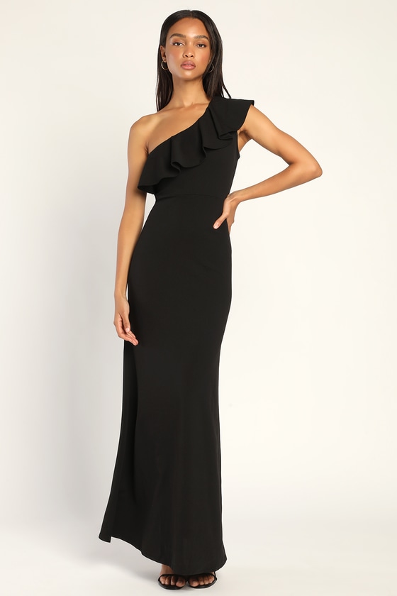 Black Maxi Dress - One-Shoulder Dress - Mermaid Maxi Dress - Lulus