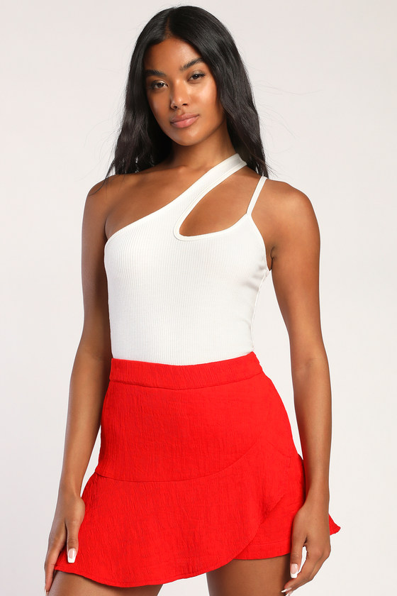 Delightful Days Bright Red Faux Wrap Mini Skort