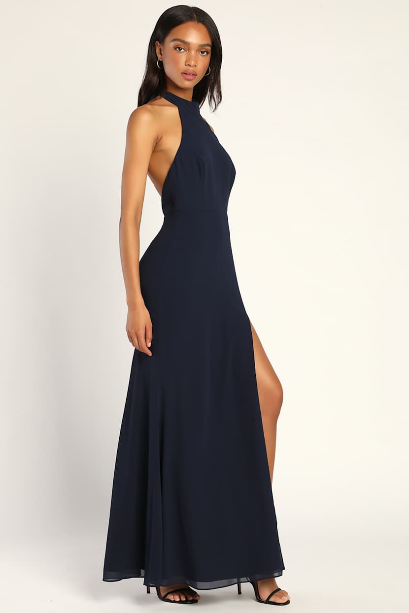 midnight sea halter maxi dress Navy Blue - Maxi Dress - Mermaid Maxi Dress PROMO::BIGDEAL