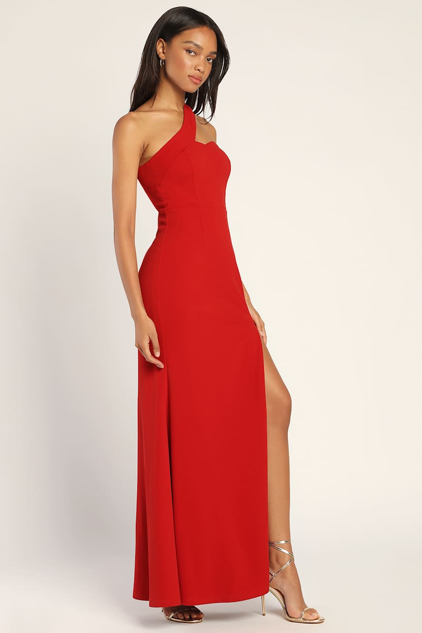 Red Maxi Dress - Mermaid Maxi Dress - One-Shoulder Maxi Dress - Lulus