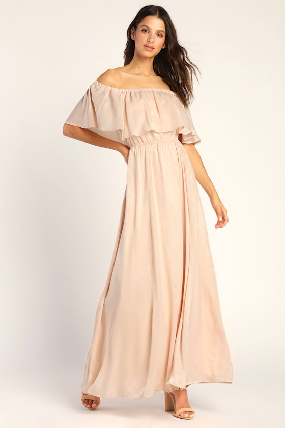Peach Maxi Dress - Satin Maxi Dress 