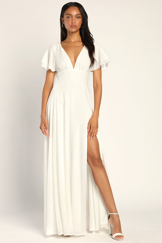 Promise Of Love White Flutter Sleeve Maxi Dress 6