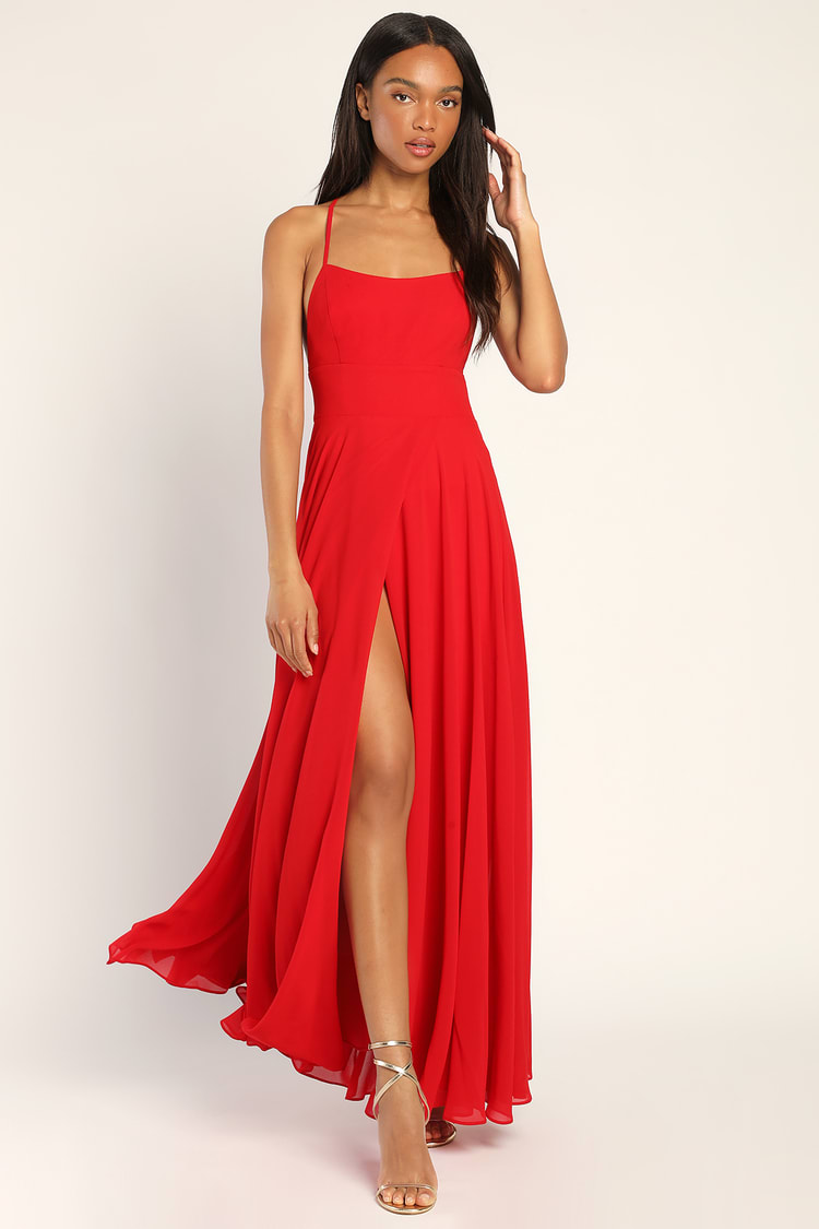 Dreamy Romance Red Backless Maxi Dress