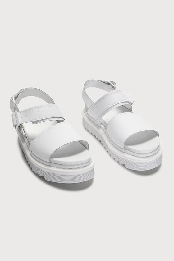 Voss Mono White Leather Double Strap Buckled Sandals 2