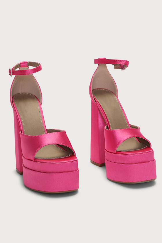Sinead Fuchsia Satin Platform High Heeled Sandals 2