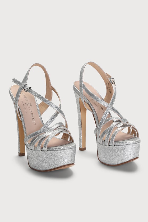 Teaser 2 Silver Glitter Platform Ankle Strap Sandals 3