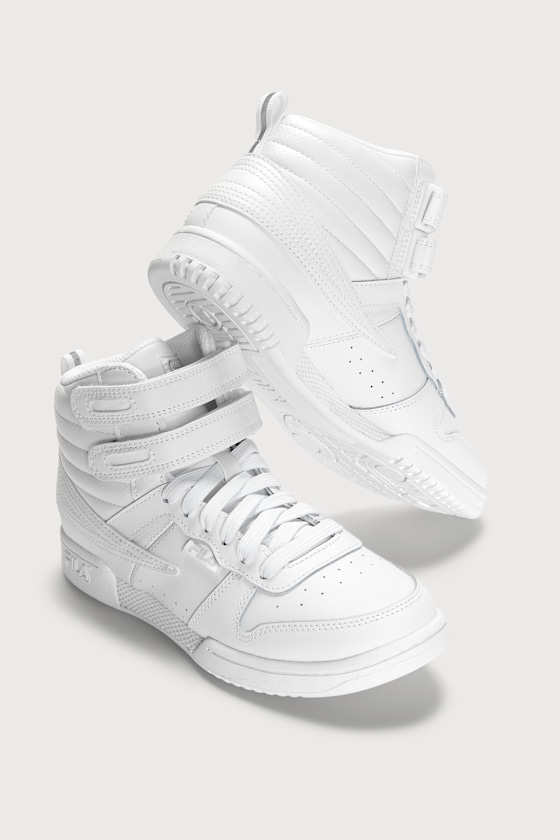 F-14 White Padded Lace-Up High Top Sneakers 3