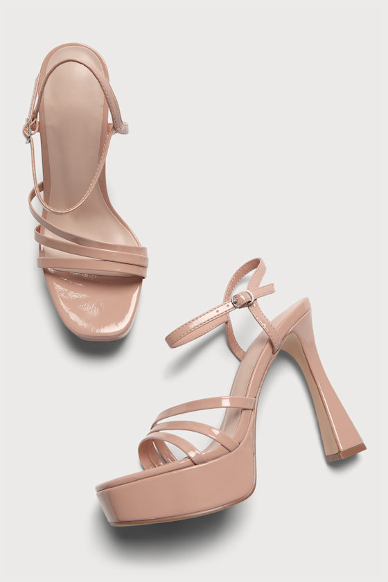 Phoebe Light Nude Patent Ankle Strap Platform High Heel Sandals 4