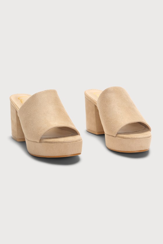 Nude platform mules clearance