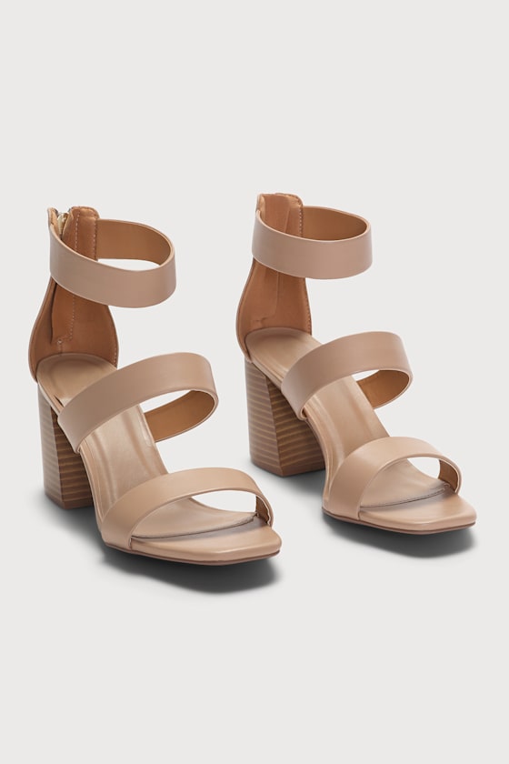 Dorris Tan Ankle Strap High Heel Sandals 2