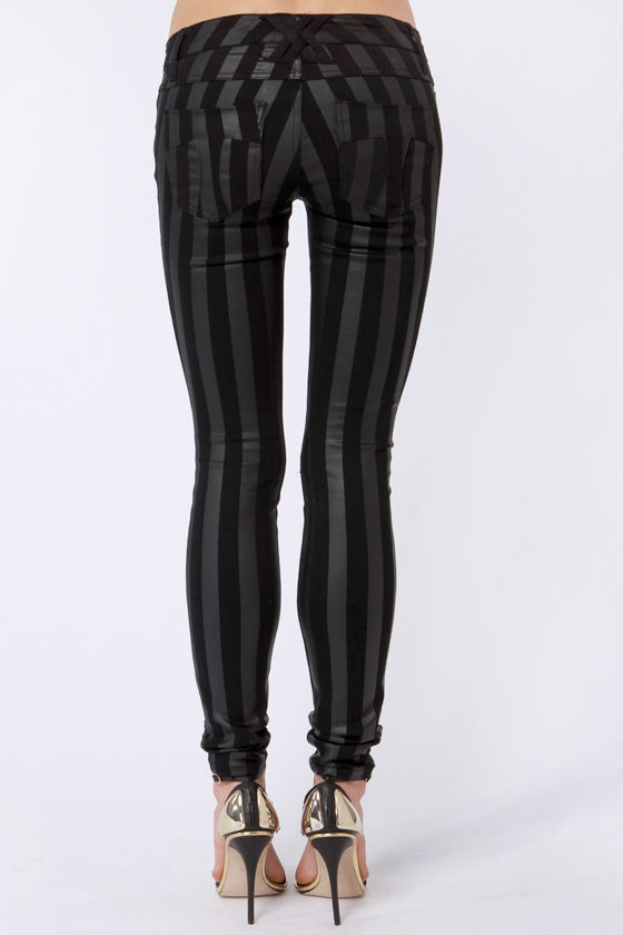 Tripp NYC Wide Stripe Black over Black Jeans Skinny Jeans Striped