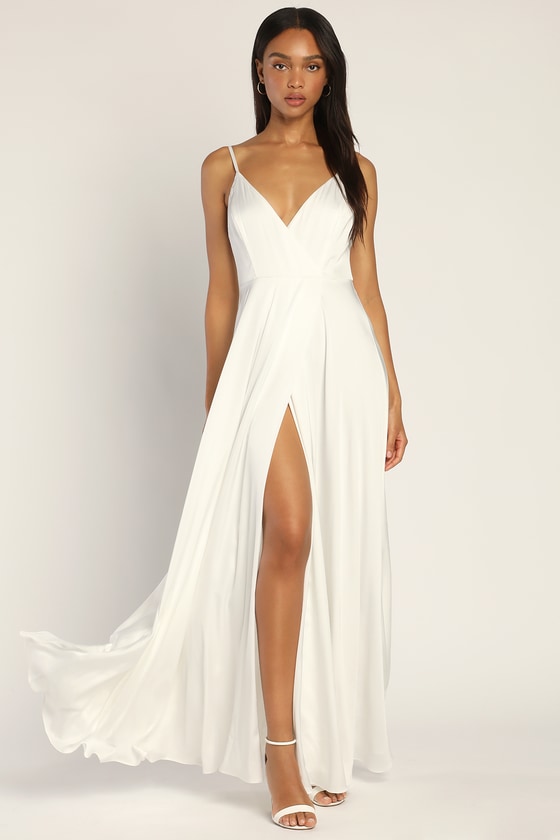 White satin gown Isla | Simple Satin Wedding Dress | Leah S