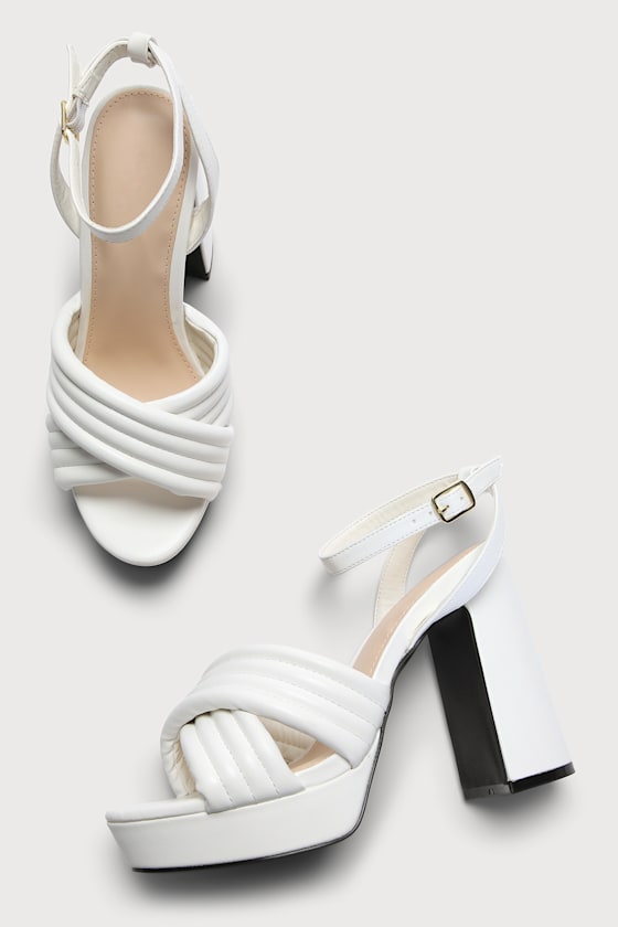Tarlee White Ankle Strap Platform Sandals 4