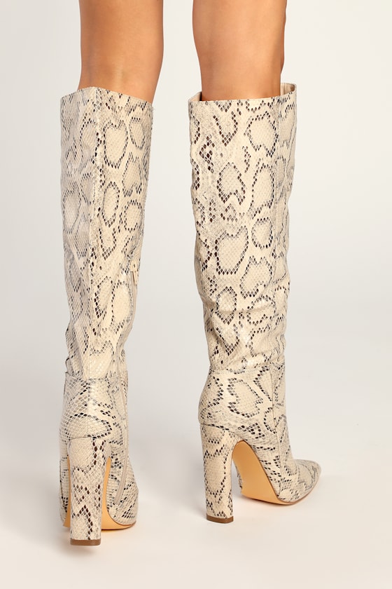 Snake Print Boots - High Heel Boots - Knee High Boots - Lulus