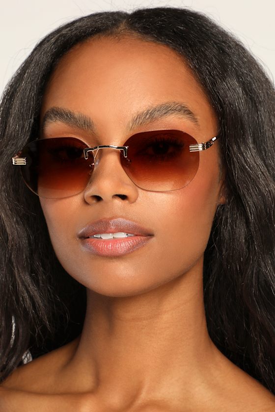 On the Edge Gold Rimless Ombre Sunglasses 1