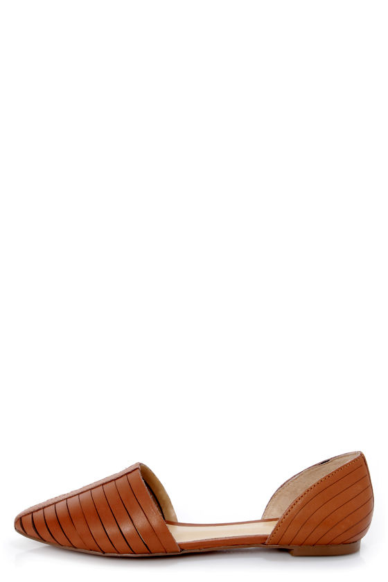 Report Silverton Cognac Slitted D'Orsay Pointed Flats