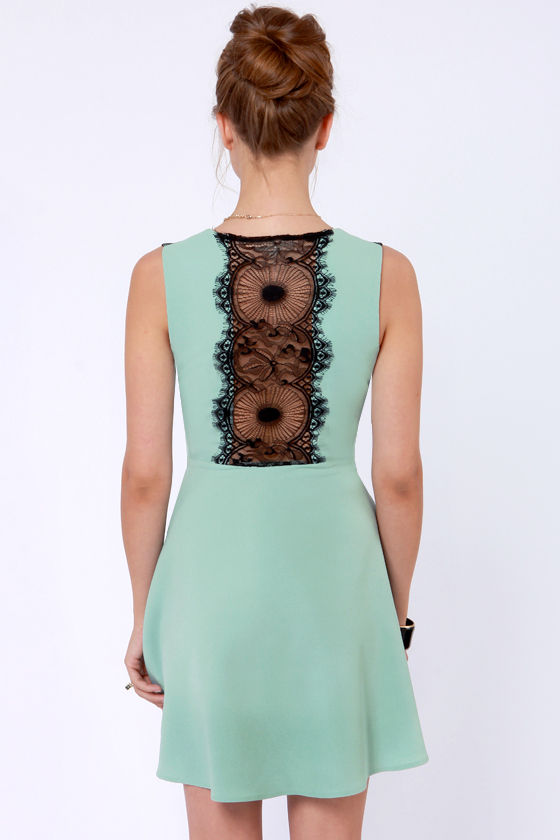 Lovely Seafoam Dress - Lace Dress - Backless Dress - $41.00