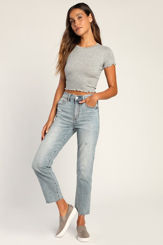 High Rise Straight Light Denim