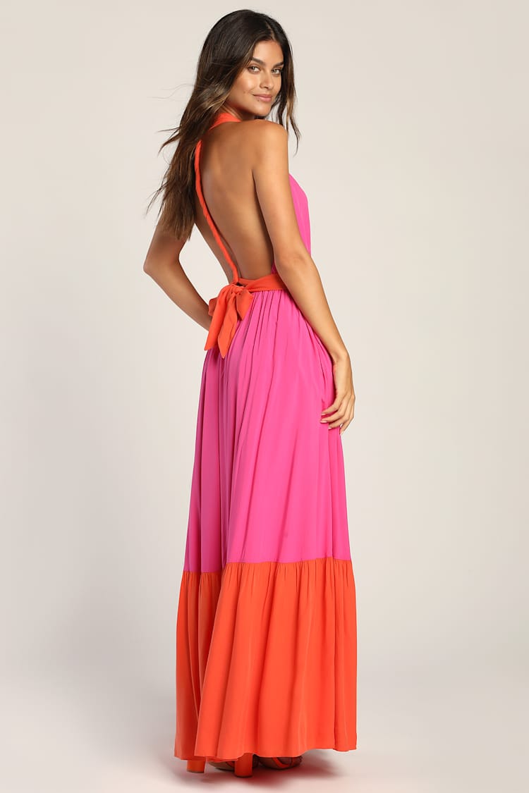 strapless open back dress Kally Colorblock Dress main image 1