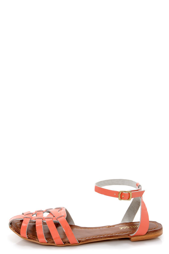 Matisse Jersey Coral Patent Strappy Huarache Sandals - $73.00 - Lulus