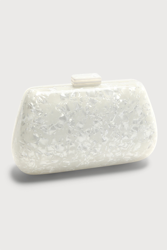 Fancy Fun White Lucite Hard Case Clutch 2