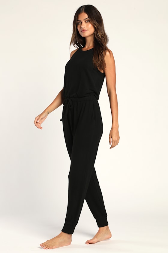 Lounge in Love Black Sleeveless Lounge Jumpsuit 4