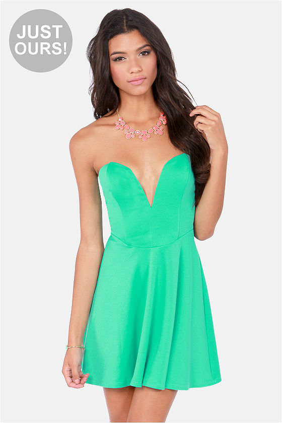 Sexy Mint Green Dress Strapless Dress Skater Dress 44.00 Lulus