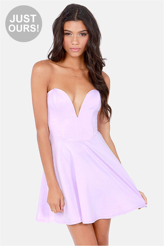 Sexy Lavender Dress - Strapless Dress - Skater Dress - $44.00 - Lulus
