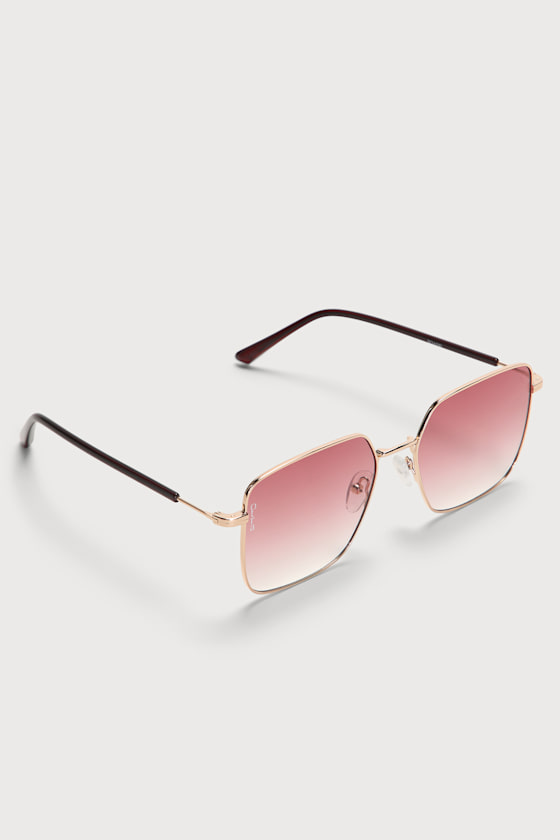Roadie Gold Rose-Tinted Square Sunglasses 4