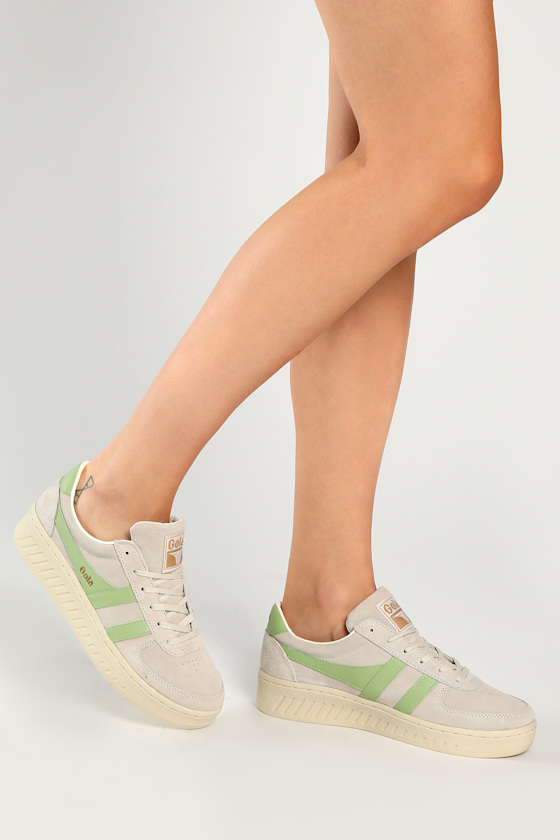 Grandslam Off White and Green Suede Leather Sneakers 1