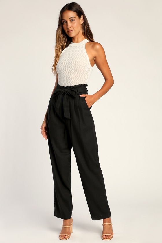 Flannel High Waisted Woven Formal Pants | boohoo