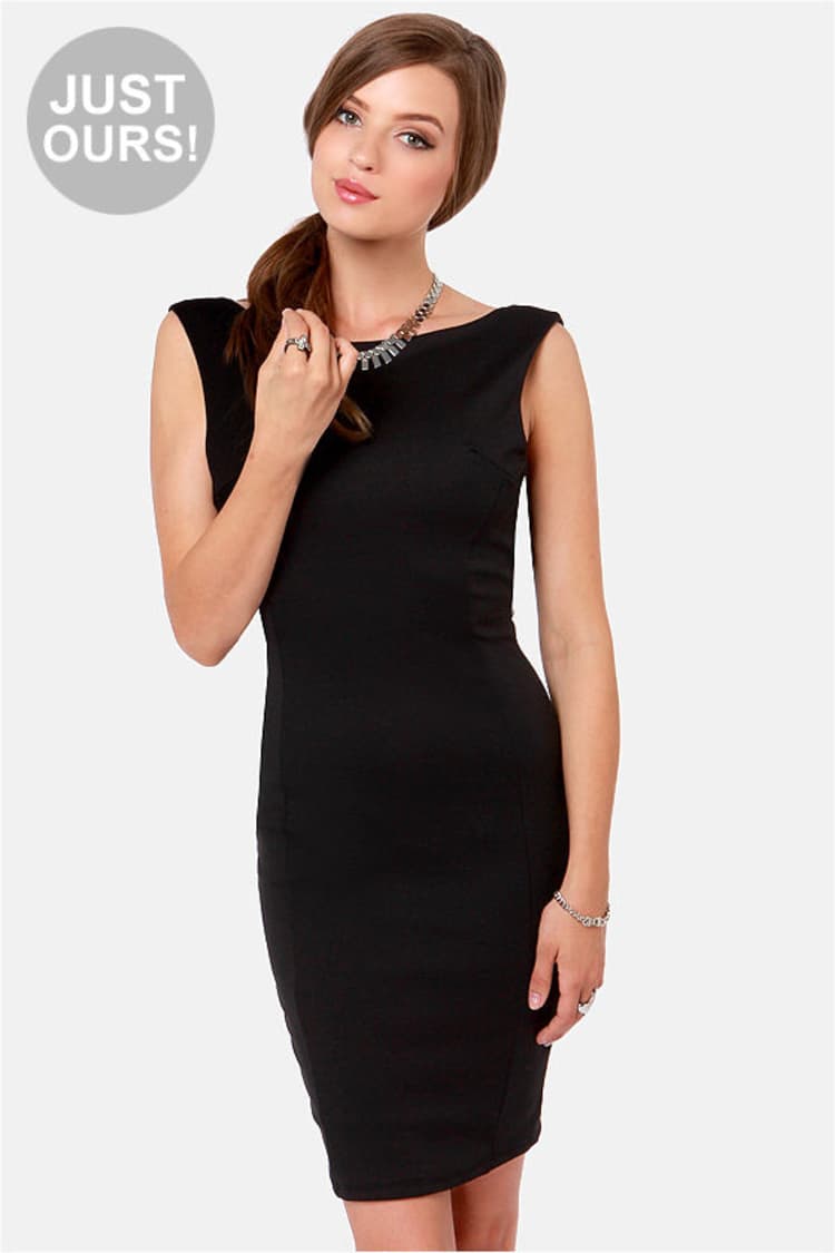 black backless sheath dress Ruched Open-Back Midaxi Dress in Black - 6 main image 1