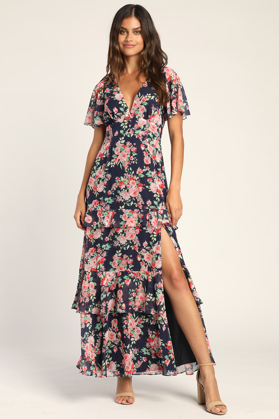 Lulus long floral best sale dress