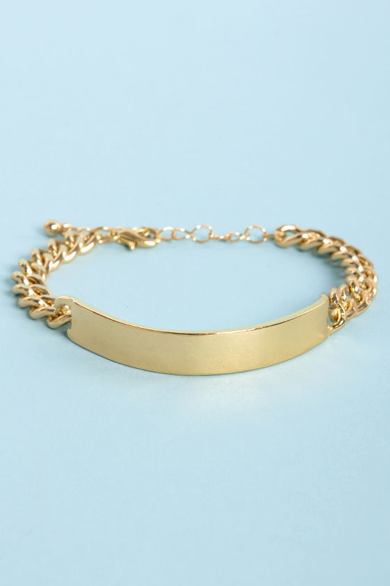 Cute ID Bracelet - Gold Bracelet - $11.00 - Lulus