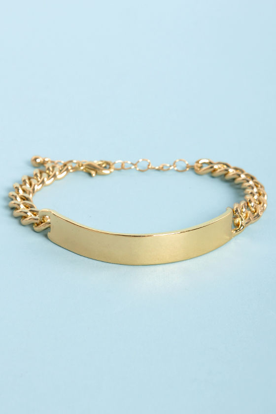 Cute ID Bracelet Gold Bracelet 11.00 Lulus