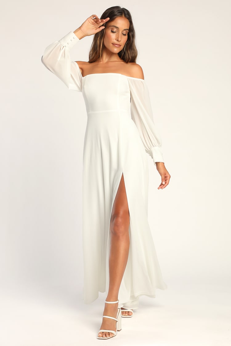 White Maxi Dress - OTS Maxi Dress - Balloon Sleeve Dress - Lulus