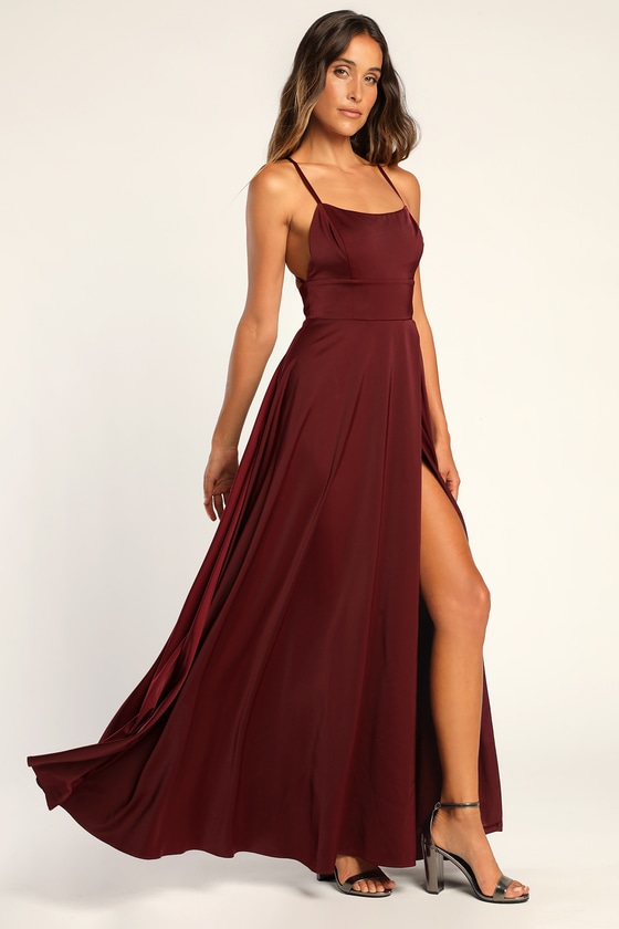 Burgundy Maxi Dress - Backless Dress - Burgundy Gown - Lulus