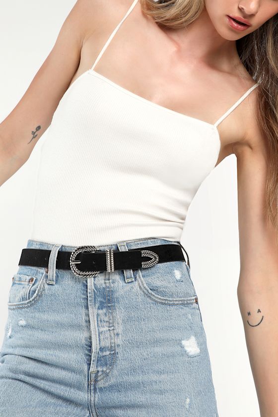 Off the Hip Silver and Black Velvet Belt 1