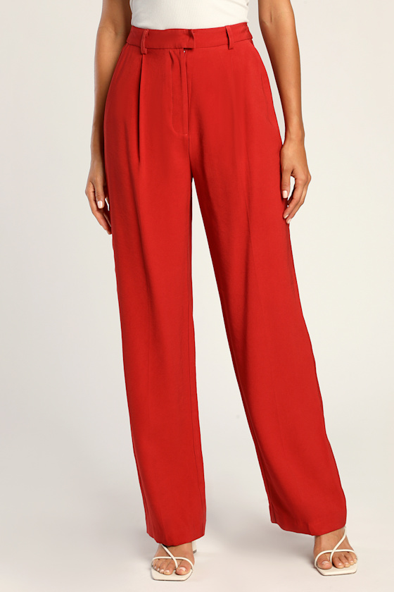 Working for the Weekend Rust Red Wide-Leg Trouser Pants 3
