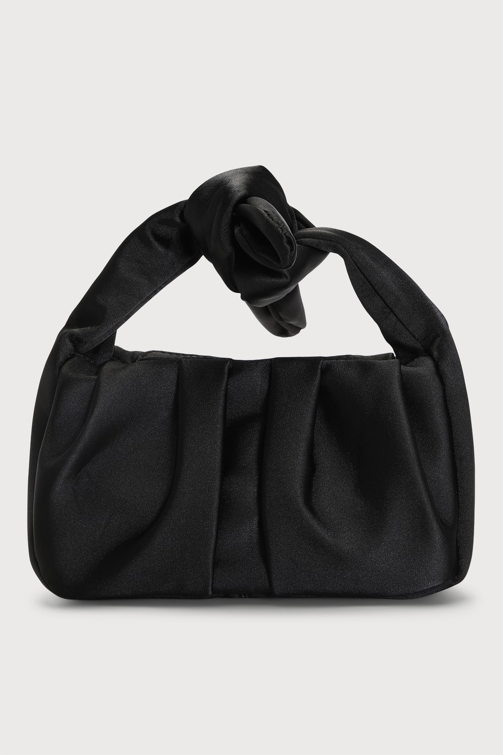 Essential Style Black Satin Knot Handle Clutch Bag