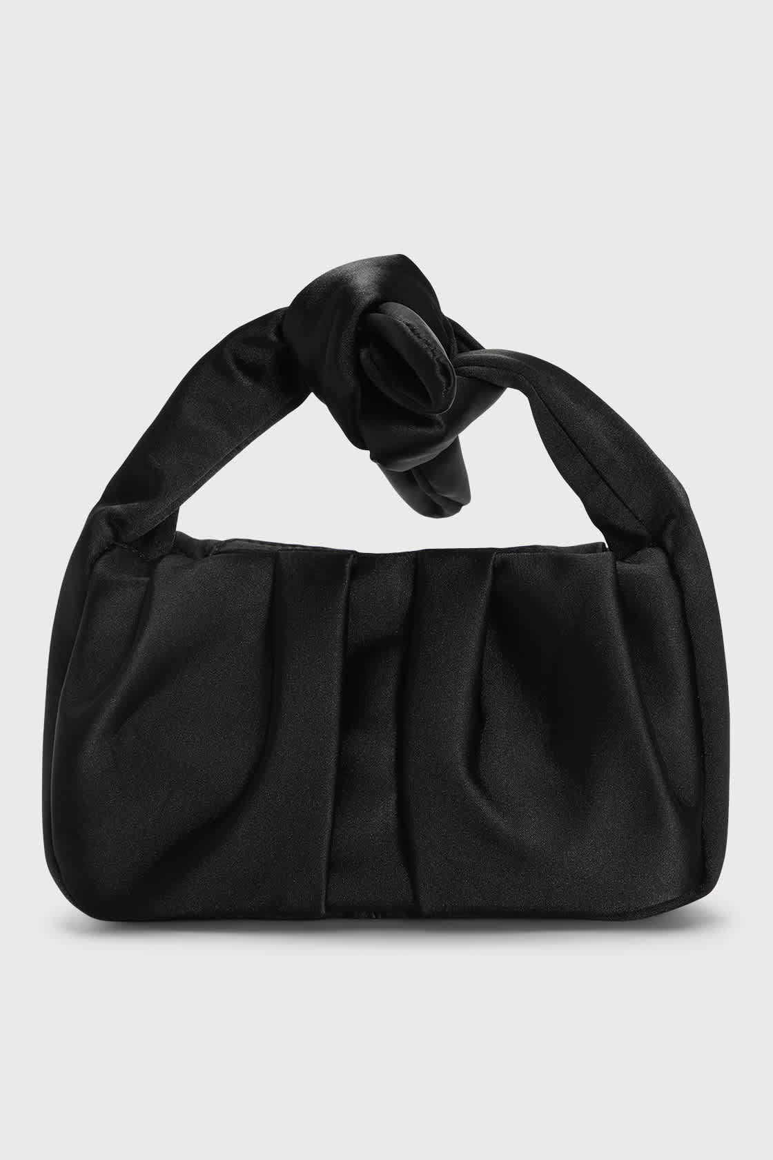 Essential Style Black Satin Knot Handle Clutch Bag