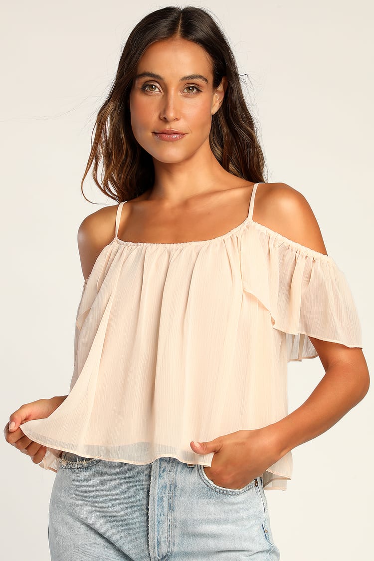 Got Me Moving Blush Pink Off-the-Shoulder Top