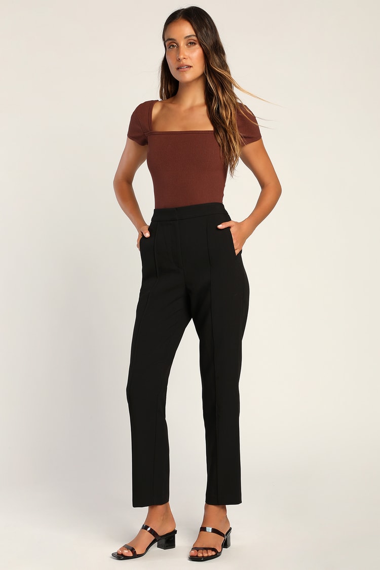 Chic Business Black High-Waisted Trouser Pants