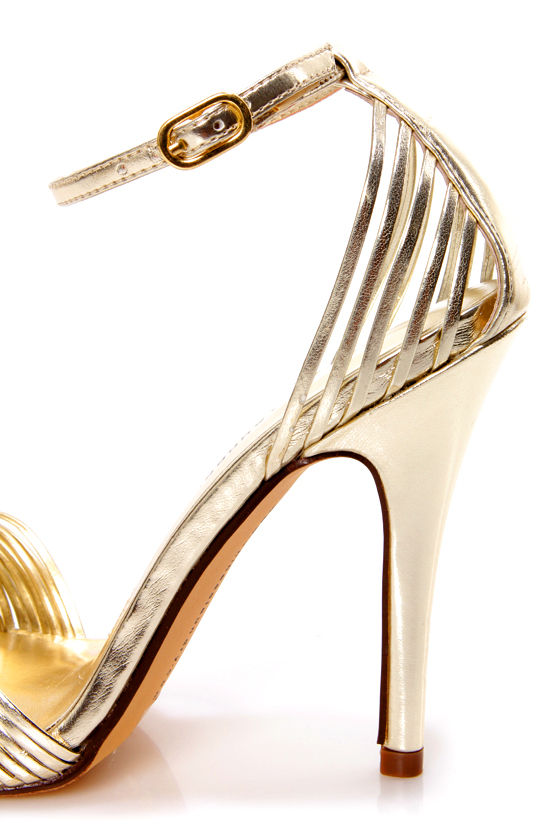 Chinese Laundry Selina Gold Sandals | Gold sandals, Gold evening shoes, Red strappy heels