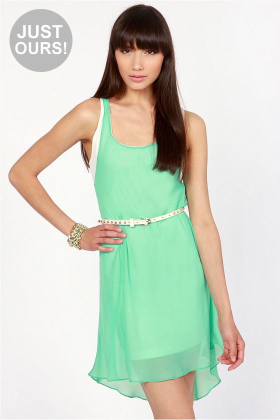 mint green and white outfits