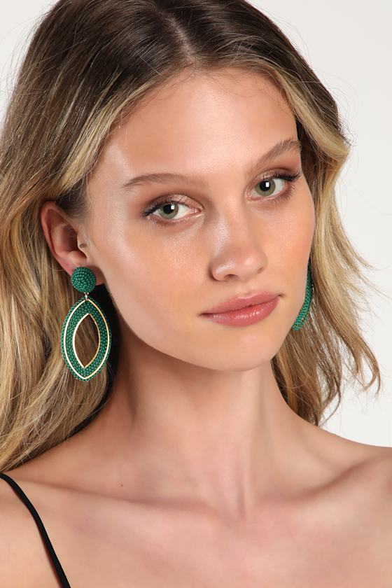 Boho Statement Earrings Teal Green Earrings Beaded Earrings Lulus
