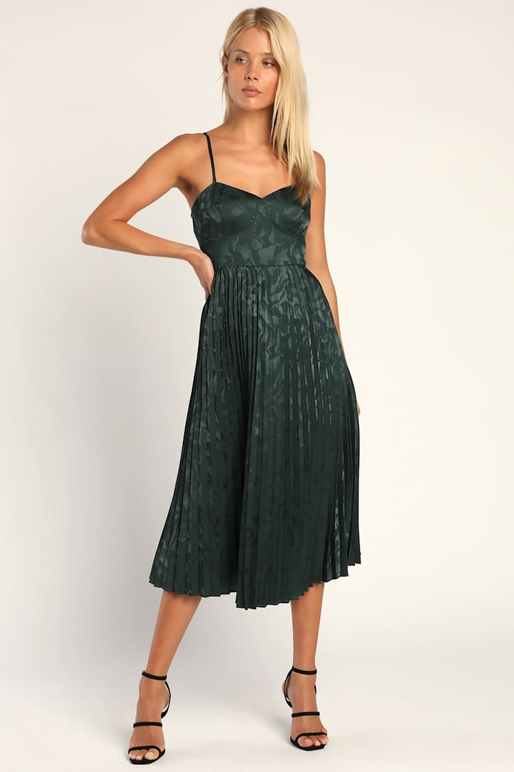 white christmas dresses Dark Green Gold Jacquard Satin Mother of Bride Dress