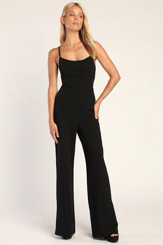 Black Jumpsuit WideLeg Jumpsuit Scoop Neck Jumpsuit Lulus