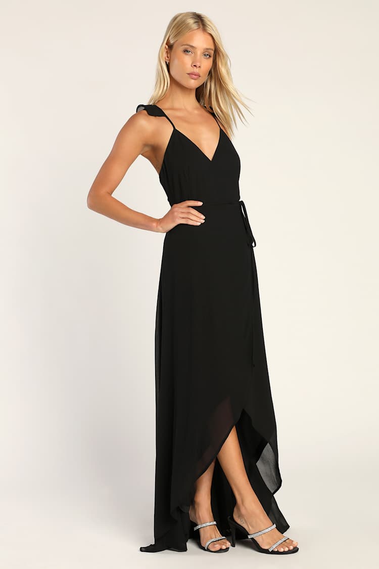 Lovely Black Dress - High-Low Maxi Dress - Black Wrap Dress - Lulus Lovely Black Dress - High-Low Maxi Dress - Black Wrap Dress - Lulus