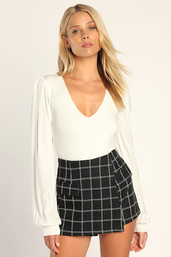 Black Skort Plaid Skort Skort with Pockets Mini Skort Lulus